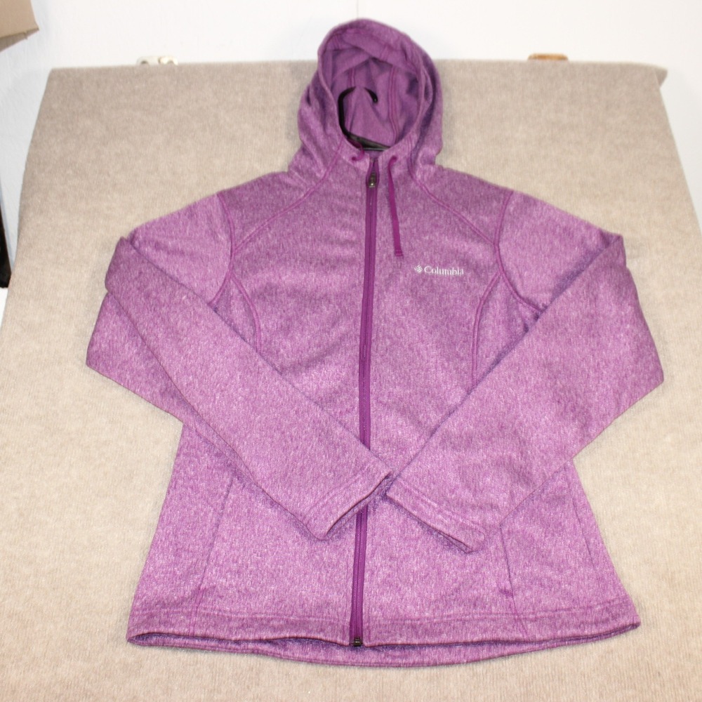 Columbia Womens Purple Heathered Full Zip Fleece Hoodie Jacket Size Medium